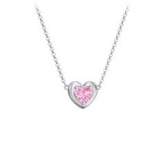 Puffy Heart Pendant with 1 Birthstone – 10K Yellow Gold with Pink Tourmaline