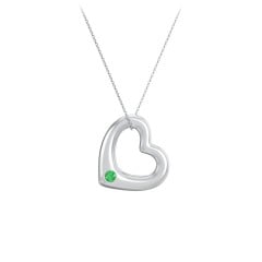 Floating Puffy Heart Pendant with 2 Birthstones