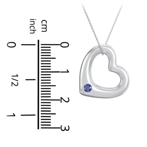 Floating Puffy Heart Pendant with 2 Birthstones – 18K Gold Plated Silver with Emerald and Blue Sapphire