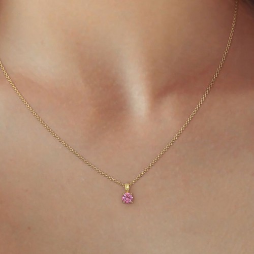 Solitaire Birthstone Necklace and Earrings Set – 10K Yellow Gold with Blue Sapphire and Cubic Zirconia