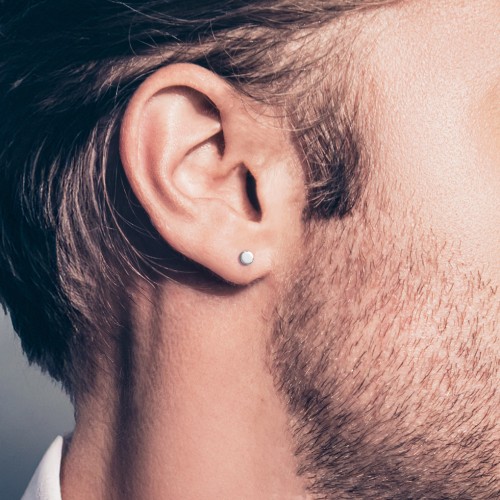 Engravable Round Disc Single Stud – Sterling Silver