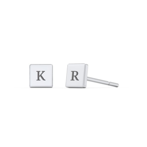 Engravable Square Disc Studs Earrings