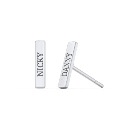 Engravable Petite Bar Stud Earrings in 925 Sterling Silver
