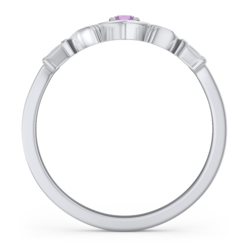 Round Stone Claddagh Ring – Sterling Silver with Amethyst