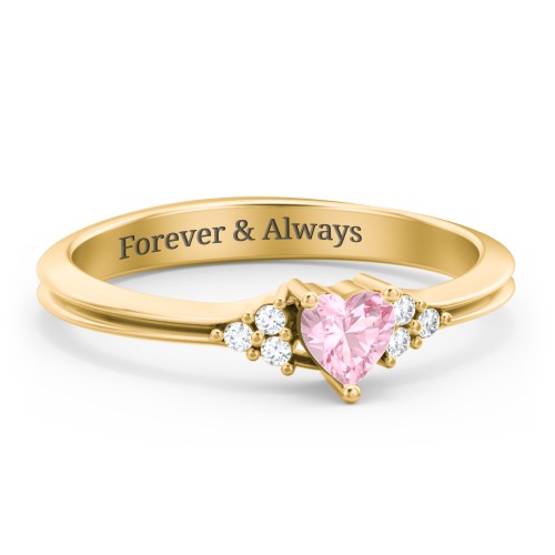 Narrow Heart Ring with Shoulder Accents