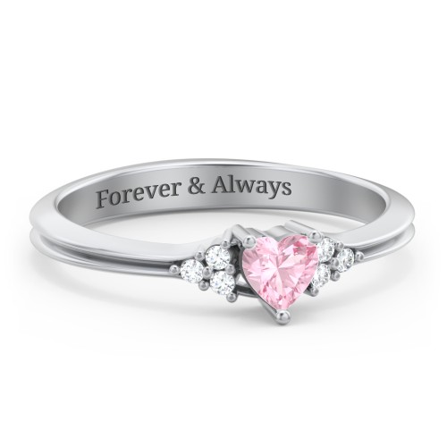 Narrow Heart Ring with Shoulder Accents