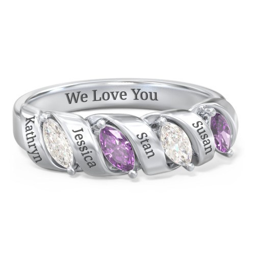Spiral Marquise Row Ring