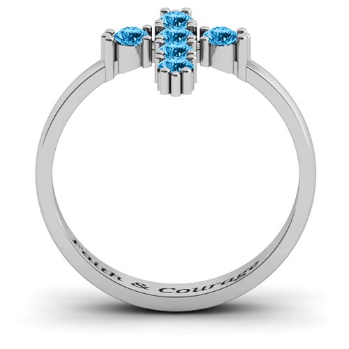 The Cross Ring – Sterling Silver with Blue Topaz