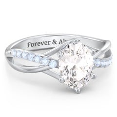 Oval Cut Gemstone Ring with Twisted Band and Accents