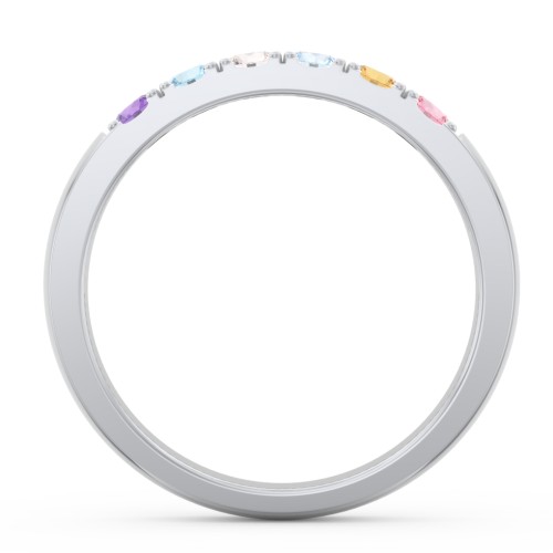 3 - 11 Gemstone Affinity Ring – Sterling Silver with Amethyst, Blue Topaz, Cubic Zirconia, Aquamarine, Citrine, and Pink Tourmaline