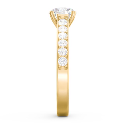 Elegant Duchess Ring with Shoulder Accents – 10K Yellow Gold with White Premium Zirconia and Cubic Zirconia