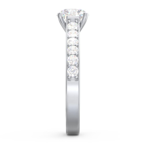 Elegant Duchess Ring with Shoulder Accents – Sterling Silver with White Premium Zirconia and Cubic Zirconia