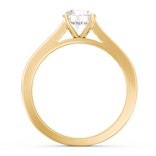 Elegant Duchess Ring with Shoulder Accents – 10K Yellow Gold with White Premium Zirconia and Cubic Zirconia