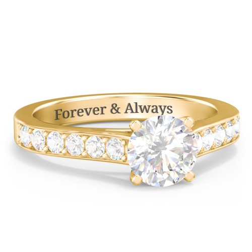 Elegant Duchess Ring with Shoulder Accents – 10K Yellow Gold with White Premium Zirconia and Cubic Zirconia