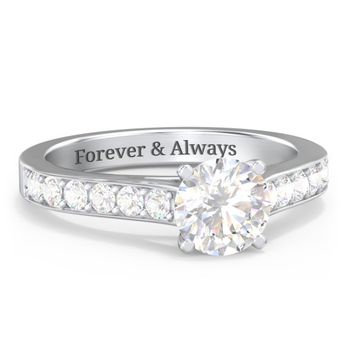Elegant Duchess Ring with Shoulder Accents – Sterling Silver with White Premium Zirconia and Cubic Zirconia
