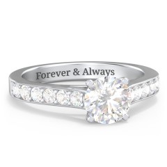 Elegant Duchess Ring with Shoulder Accents – Sterling Silver with White Premium Zirconia and Cubic Zirconia