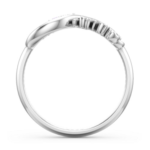 Family Infinite Love with Stones Ring – 10K White Gold with Cubic Zirconia and Amethyst