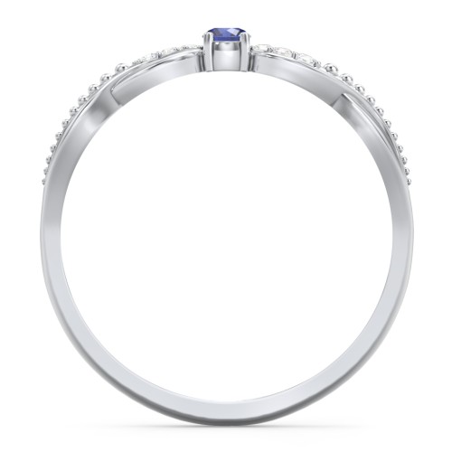 Double Infinity Gemstone Ring with Accents – Sterling Silver with Blue Sapphire and Lab Diamond