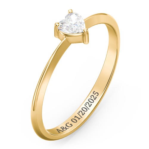 Solitaire Heart Gemstone Ring with Tapered Knife Edge Band