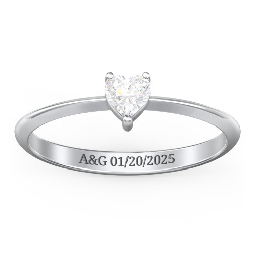 Solitaire Heart Gemstone Ring with Tapered Knife Edge Band