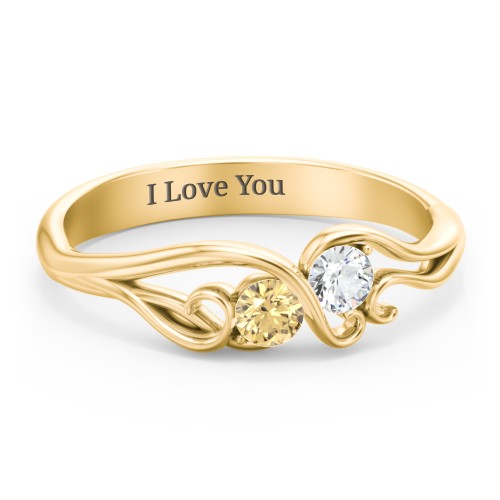 Swirl of Style Birthstone Ring – 10K Yellow Gold with Citrine and Cubic Zirconia