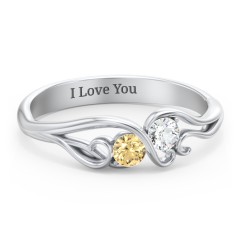 Swirl of Style Birthstone Ring – Sterling Silver with Citrine and Cubic Zirconia