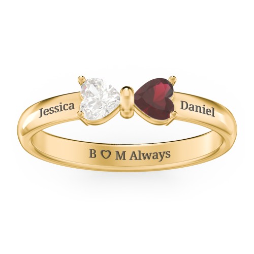 Adorable Bow Ring – 18K Gold Plated Silver with Cubic Zirconia and Garnet