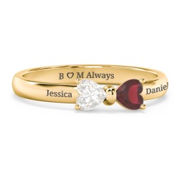 Adorable Bow Ring in 18K Gold Plated Silver with Cubic Zirconia and Garnet