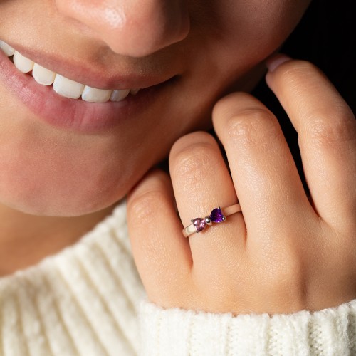 Adorable Bow Ring – 18K Gold Plated Silver with Cubic Zirconia and Garnet