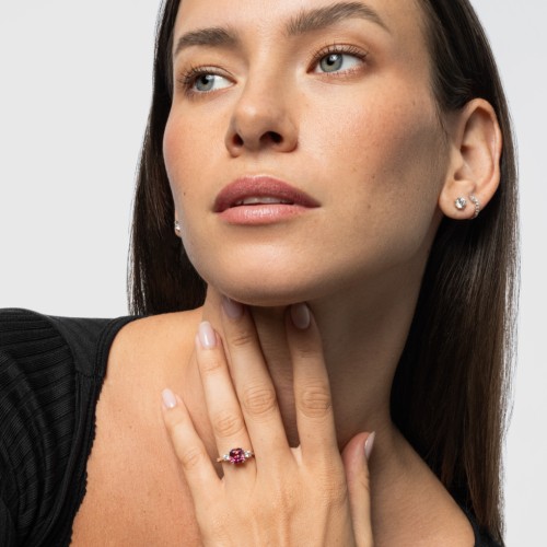 3 Stone Cushion Cut Duchess Ring