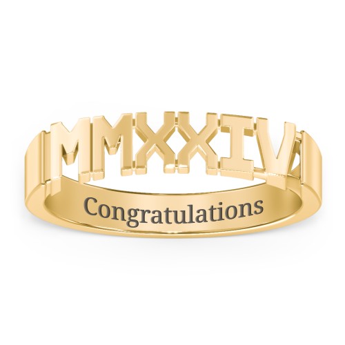 Roman Numeral Graduation Ring – 10K Yellow Gold