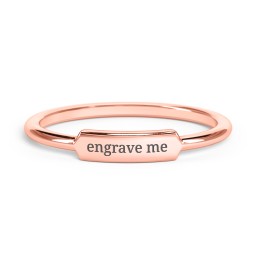 Engravable Bar Ring in 10K Solid Rose Gold