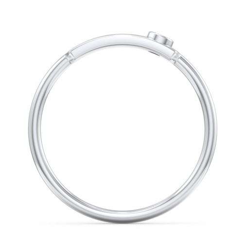 Engravable Bar Ring with Birthstone – 10K White Gold with Blue Sapphire