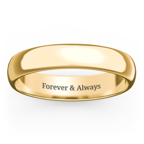 Classic Half Round Wedding Band - 4mm Width – 10K Yellow Gold