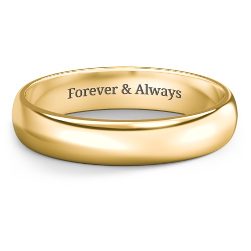 Classic Half Round Wedding Band - 4mm Width – 10K Yellow Gold