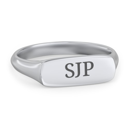 Women's Bar Signet Ring – 10K White Gold