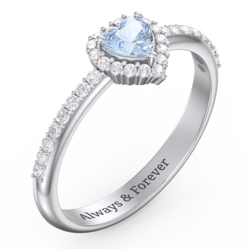 Halo Heart Ring with Accented Band