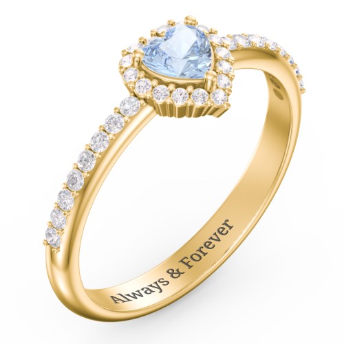 Halo Heart Ring with Accented Band