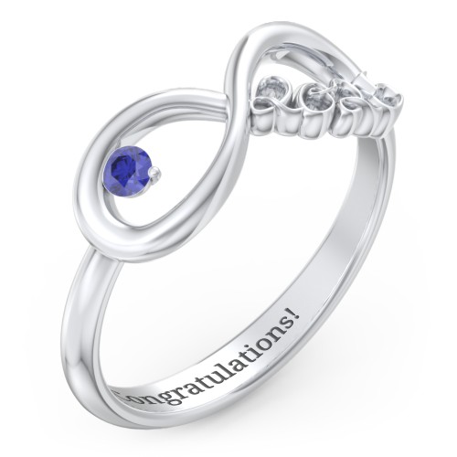 2025 Infinity Ring with Birthstone – Sterling Silver with Blue Sapphire