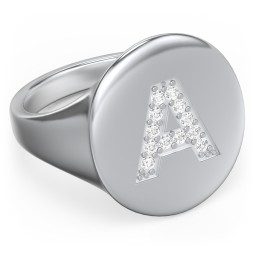 Pavé Initial Signet Ring - A