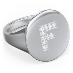 Pavé Initial Signet Ring - F