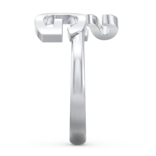 Double Initial Open Cuff Ring – Sterling Silver