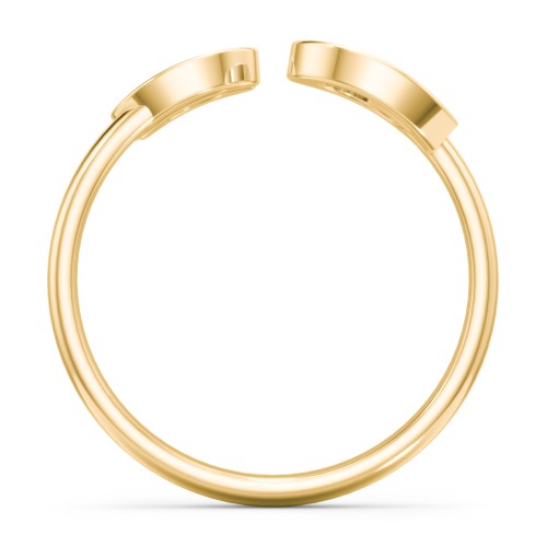 Double Initial Open Cuff Ring – 10K Yellow Gold