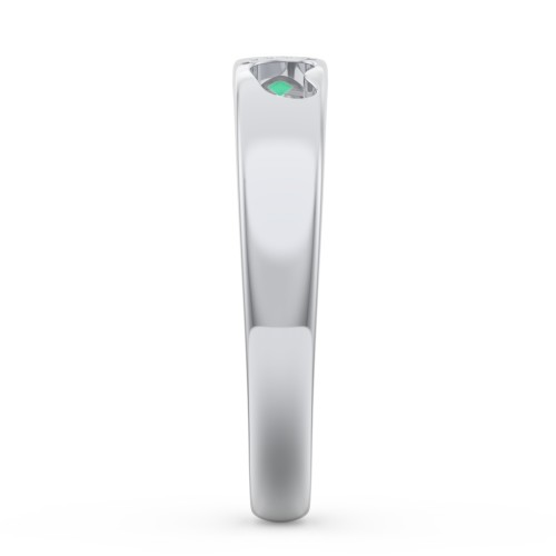 Baby Footprint Cutout Band with Birthstone – 10K White Gold with Emerald