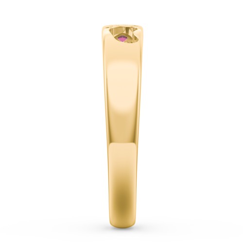 Baby Footprint Cutout Band with 2 Birthstones – 10K Yellow Gold with Amethyst and Ruby