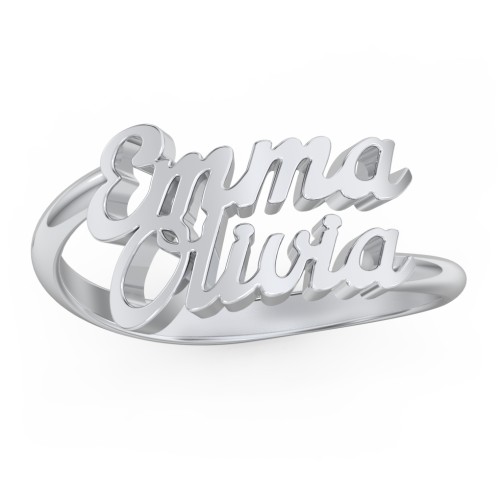 Personalized Two Name Ring – Sterling Silver
