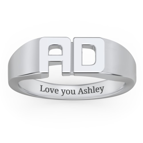 Double Initial Signet Ring – Sterling Silver
