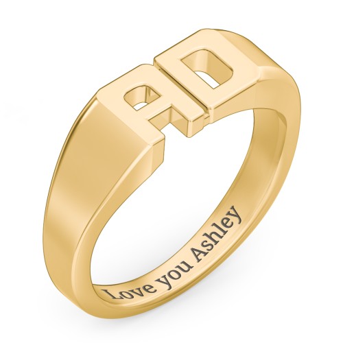 Double Initial Signet Ring – 10K Yellow Gold