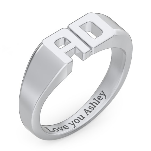 Double Initial Signet Ring – Sterling Silver