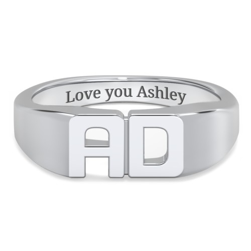 Double Initial Signet Ring – Sterling Silver